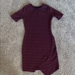 Casual Red burgundy dress w/black stripes